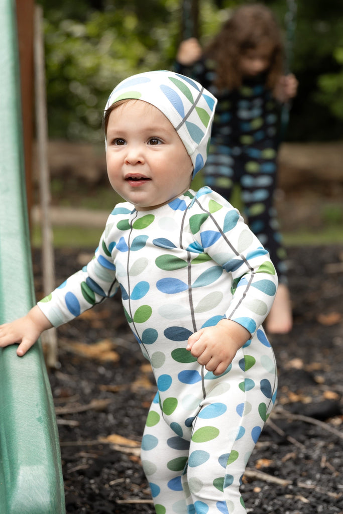 Bee&Dee Footie Jellybeanzkids Bee & Dee Organic Print Footie/Beanie-Ivory Boys