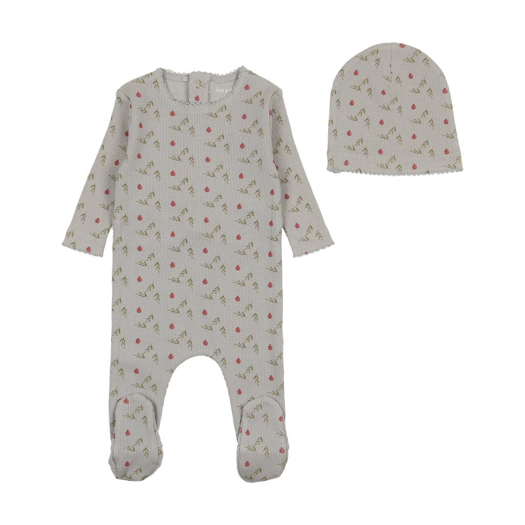Bee&Dee Footie Jellybeanzkids Bee & Dee Pomegranate Rib Footie/Beanie-Blue Smoke
