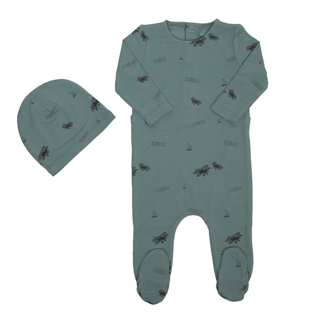 Bee&Dee Footie Jellybeanzkids Bee & Dee Printed Modal Footie with Beanie- Boys Print