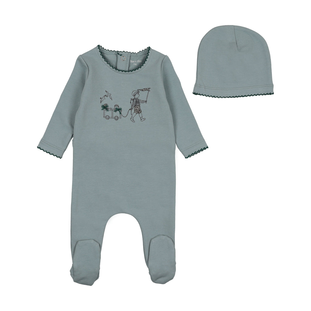 Bee&Dee Footie Jellybeanzkids Bee & Dee Promenade Footie with Reversable Beanie-Blue Fog