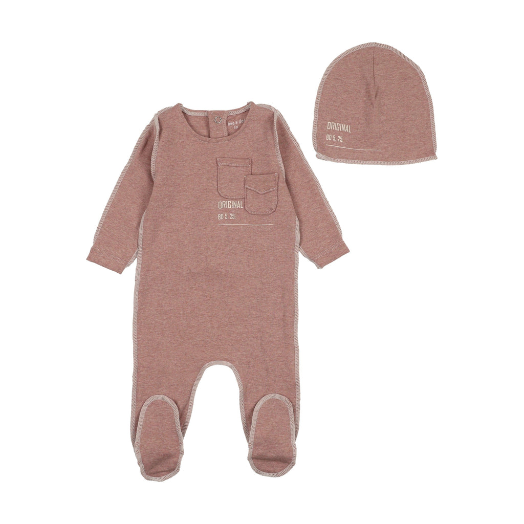 Bee&Dee Footie Jellybeanzkids Bee & Dee Raw Sewing Pattern Footie with Beanie-Tea Rose
