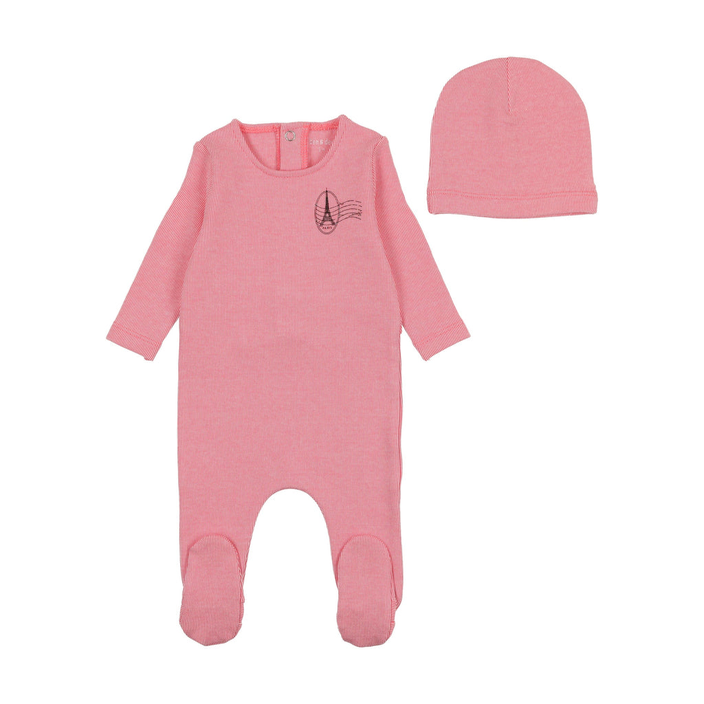 Bee&Dee Footie Jellybeanzkids Bee & Dee Striation Footie Set-Deep Rose