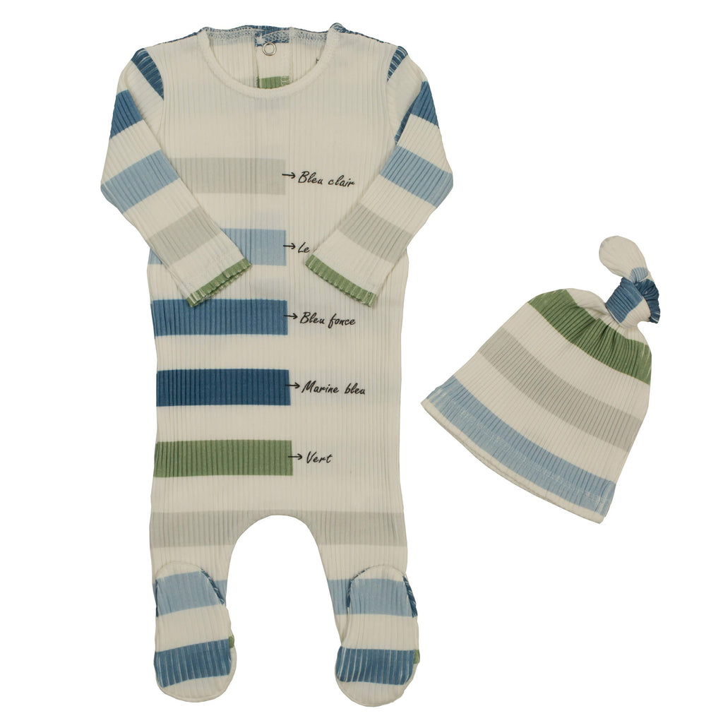 Bee&Dee Footie Jellybeanzkids Bee & Dee Stripe  Footie with Beanie-Boys Stripe