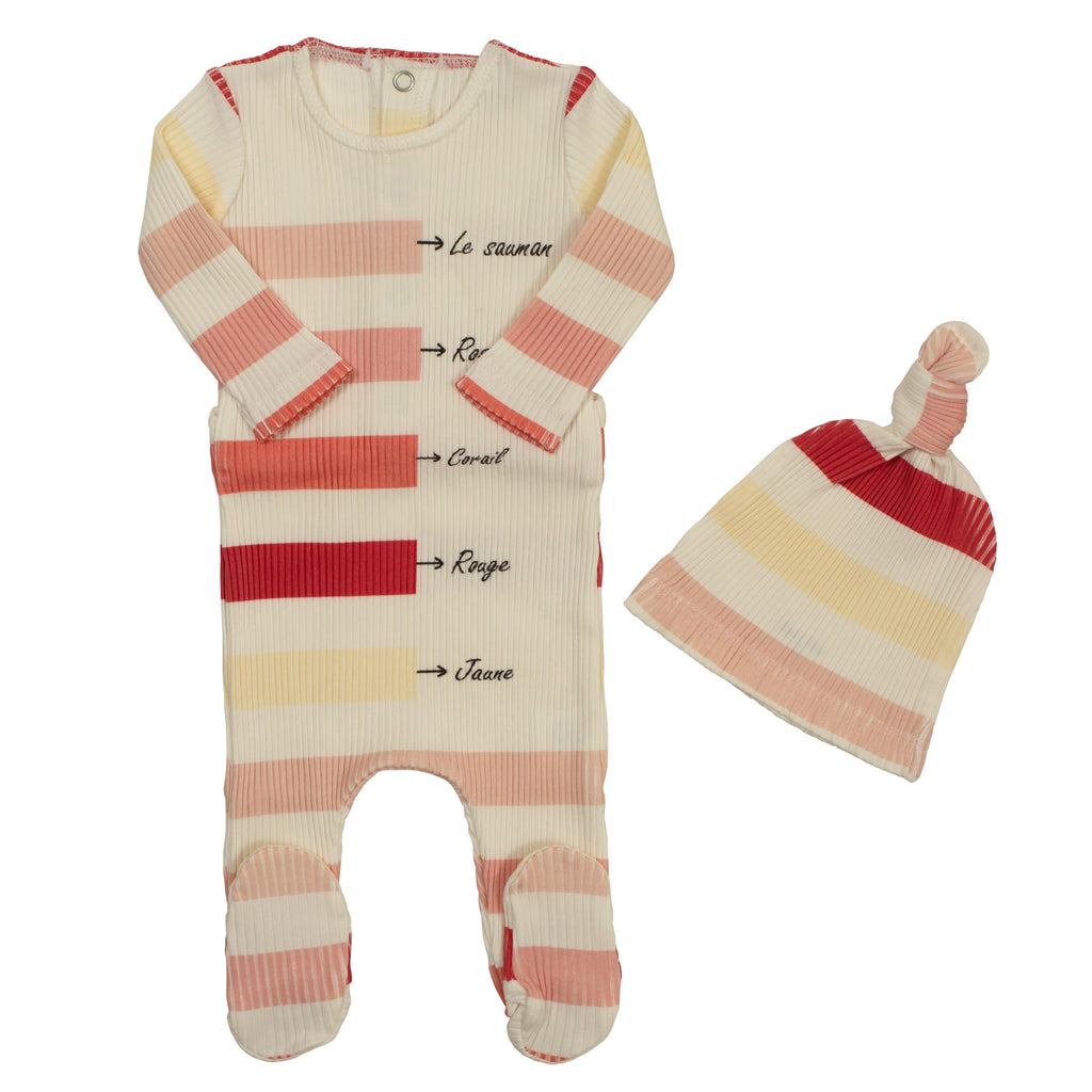 Bee&Dee Footie Jellybeanzkids Bee & Dee Stripe  Footie with Beanie-Girls Stripe