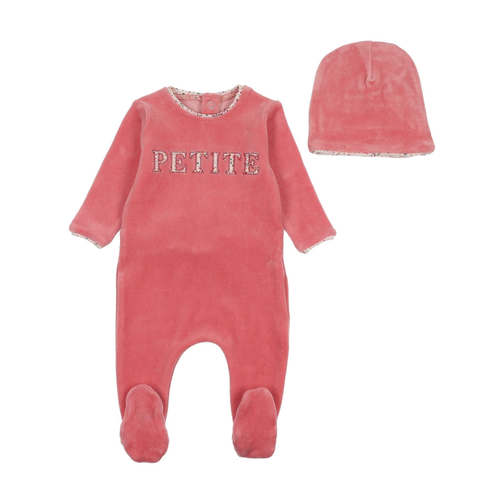 Bee&Dee Footie Jellybeanzkids Bee & Dee Velour Petite Footie with Beanie -Hibiscus