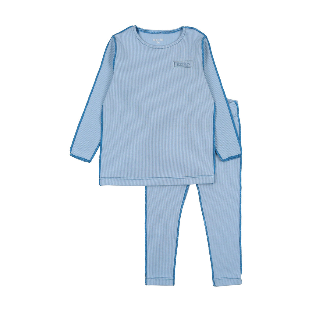 Bee&Dee Pajamas Jellybeanzkids Bee & Dee Classic Ribbed Loungewear-Coastal Blue