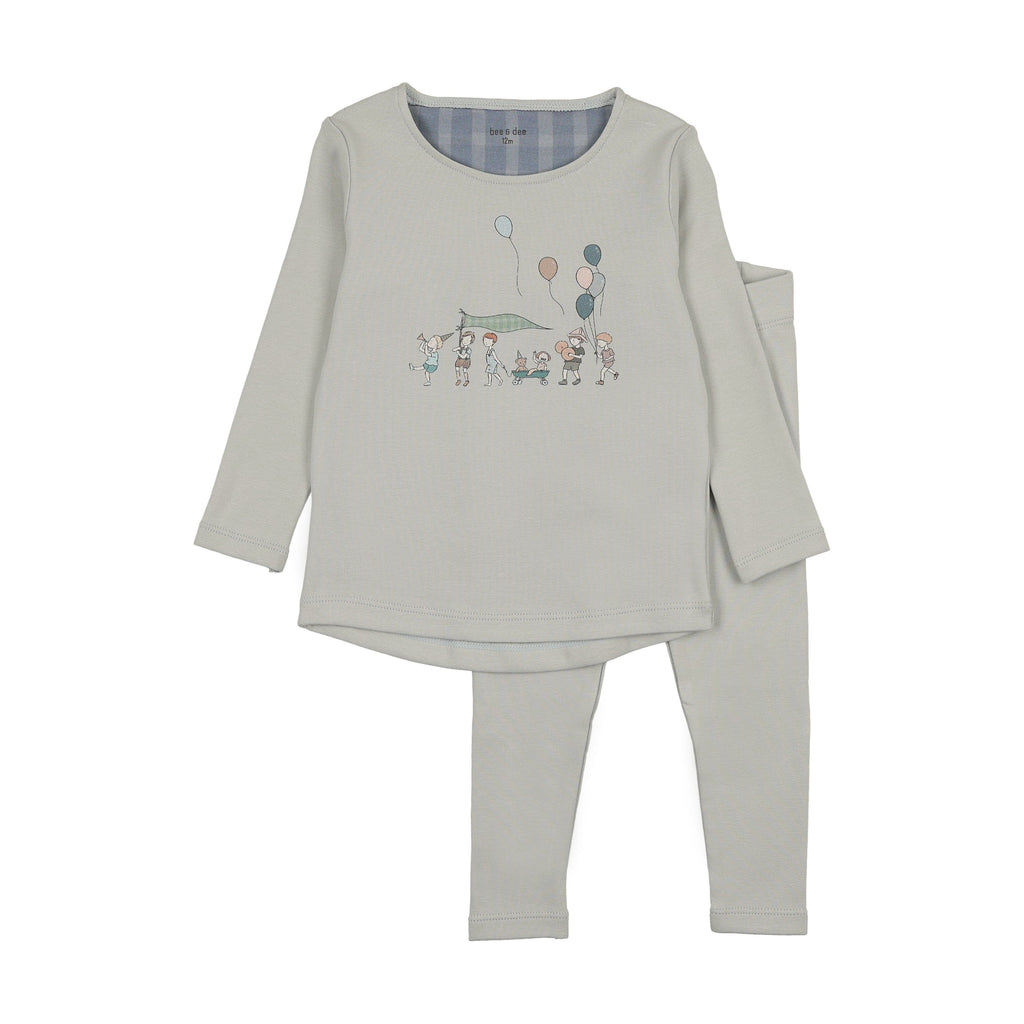 Bee&Dee Pajamas Jellybeanzkids Bee & Dee Little Tot Parade Loungewear-Blue Mist