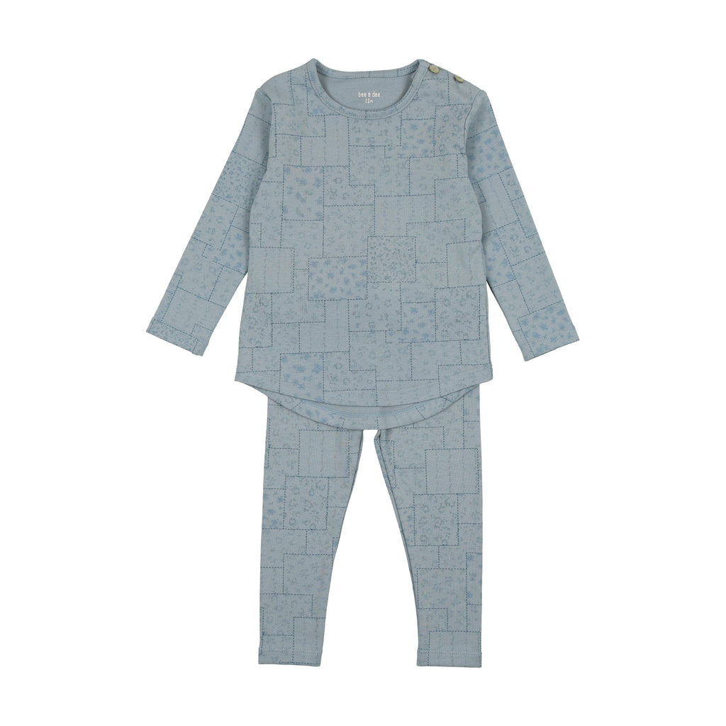 Bee&Dee Pajamas Jellybeanzkids Bee & Dee Multi Floral Design Collection Loungewear- Blue Base