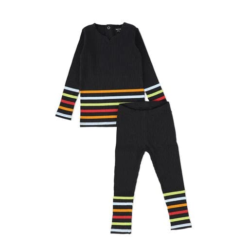 Bee&Dee Pajamas Jellybeanzkids Bee & Dee Striped Collection Loungewear- Black Multi