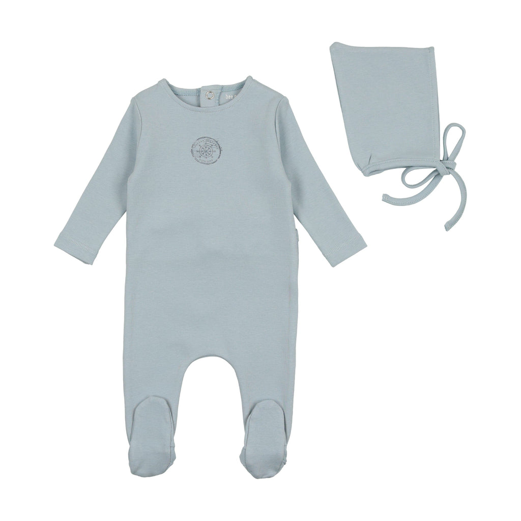 Bee&Dee Set Jellybeanzkids Bee & Dee Cotton Small Print Layette Set- Blue Fog 3M