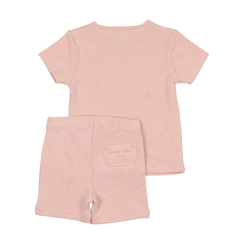 Bee&Dee set Jellybeanzkids Bee & Dee Embossed Plaque Short Set-Pink