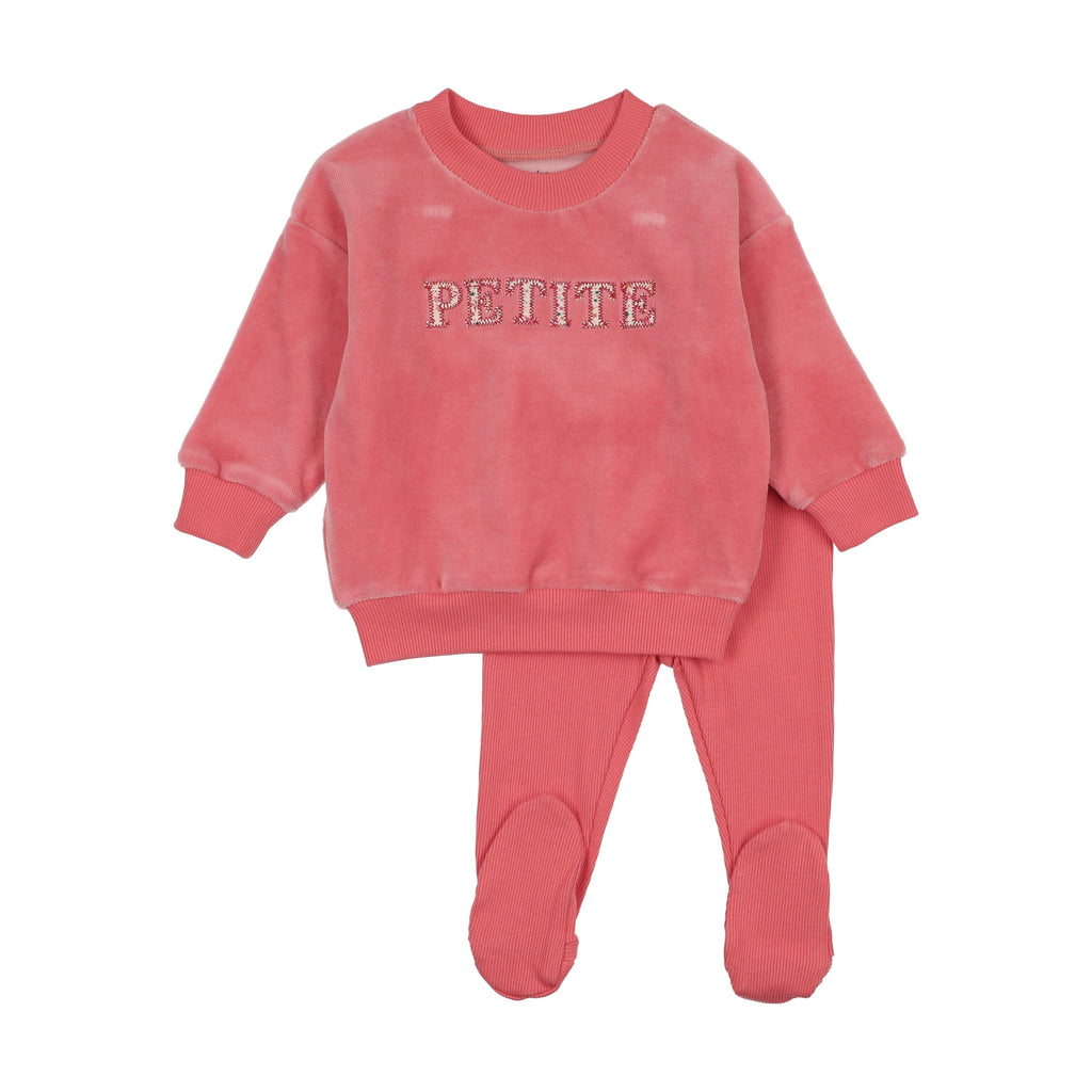 Bee&Dee set Jellybeanzkids Bee & Dee Velour Petite Two Piece -Hibiscus