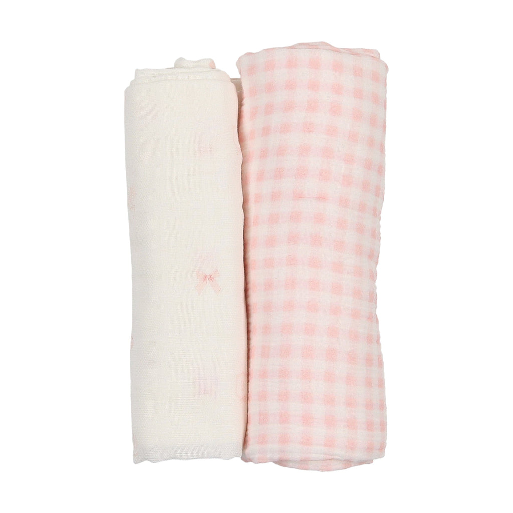 Bee&Dee SWADDLE Jellybeanzkids Bee & Dee Take Me Home- Gingham Chalk/White Girls Muslin Set OS