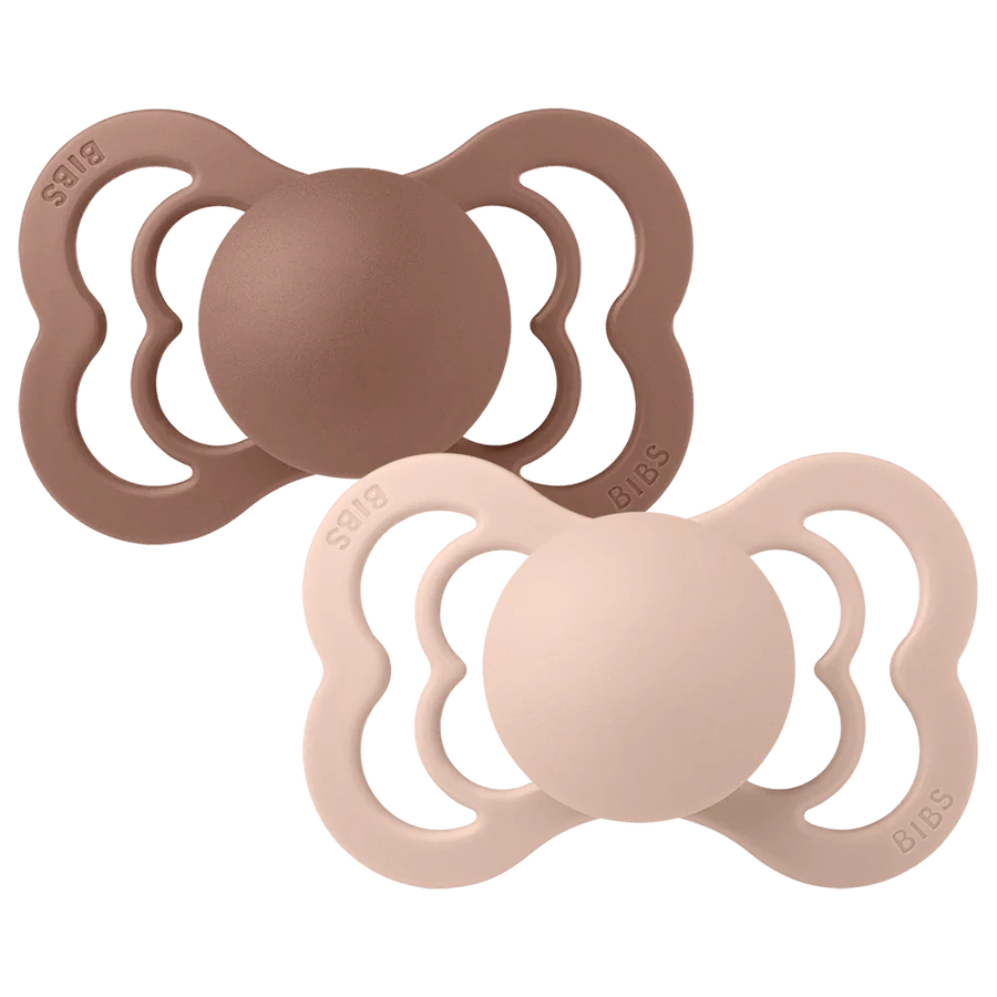 Bibs Accessories Jellybeanzkids Bibs Supreme Symmetrical Silicone Pacifier 2 Pack - Woodchuck/Blush 1