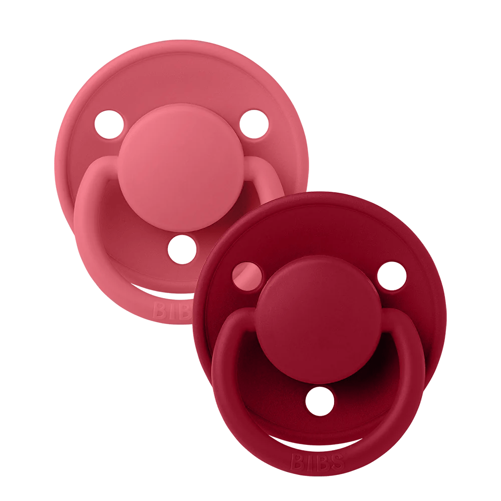 Bibs Accessories Jellybeanzkids Bibs DeLux Silicone Pacifier 2 Pack - Coral/Ruby