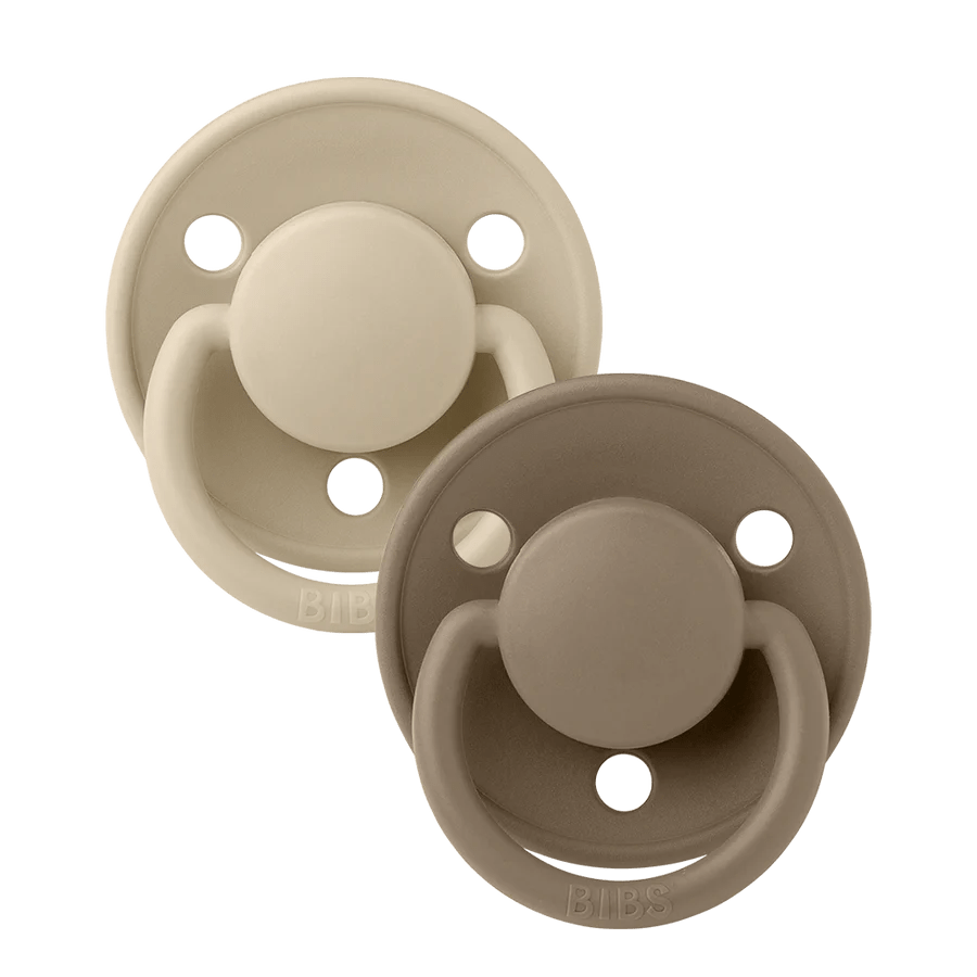 Bibs Accessories Jellybeanzkids Bibs DeLux Silicone Pacifier 2 Pack- Vanilla/Dark Oak