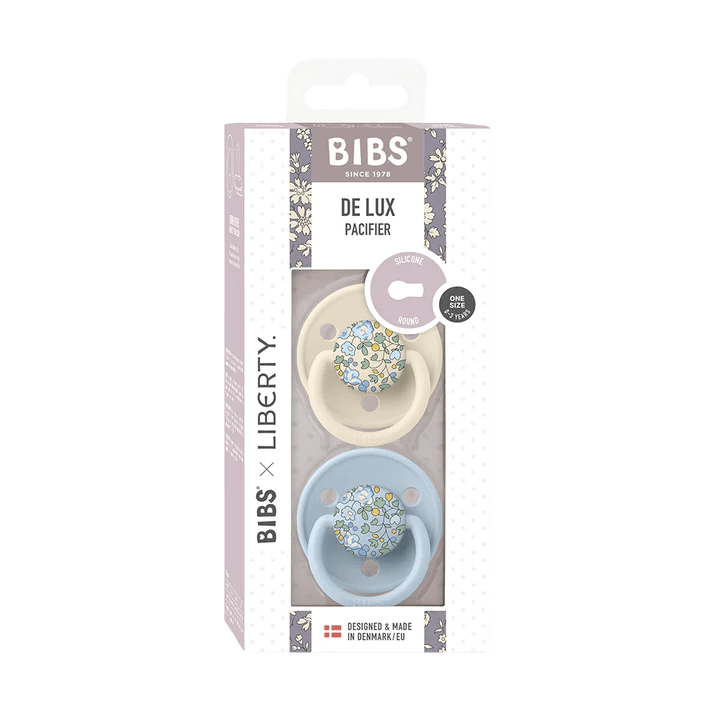 Bibs Accessories Jellybeanzkids BIBS x LIBERTY De Lux Silicone Round Paci- Baby Blue Mix OS