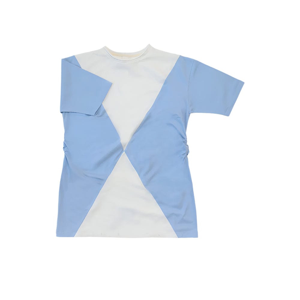 Booso Dress Jellybeanzkids Booso Panel Tee Dress- Blue/Ecru