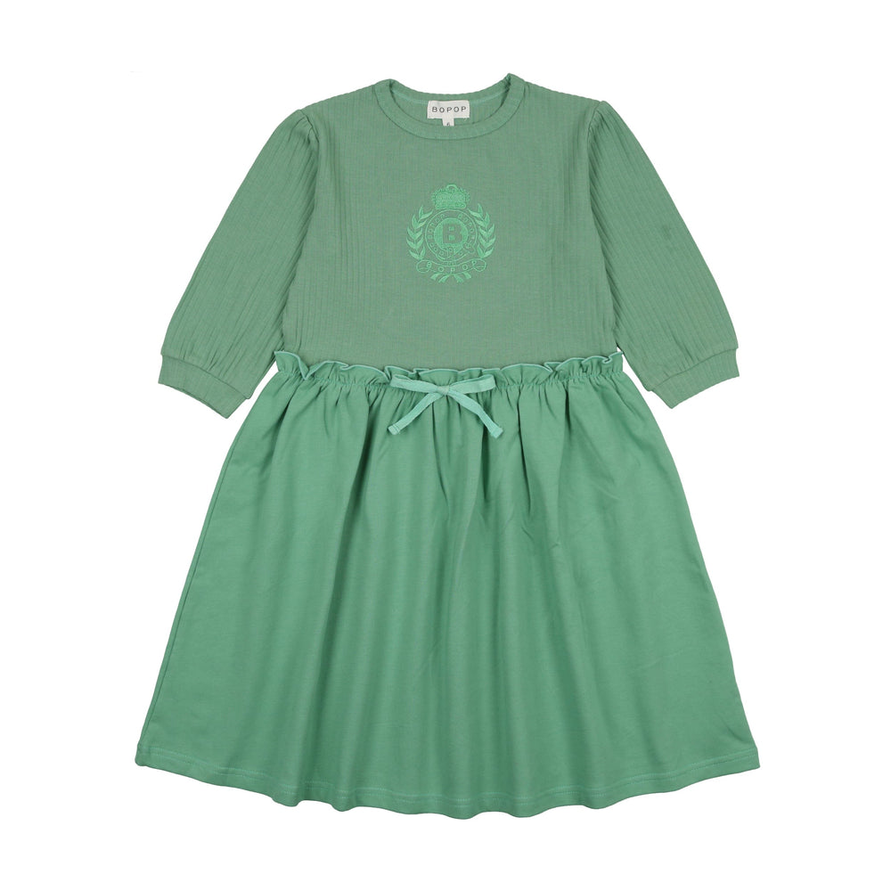 Bopop Dress Jellybeanzkids Bopop Emblem 3/4 Sleeve Dress- Sage