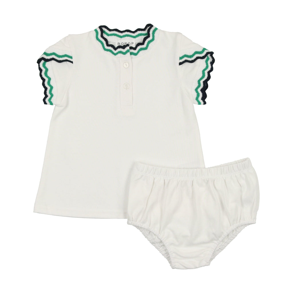 Bopop Set Jellybeanzkids Bopop Polo Baby Girl Set-White