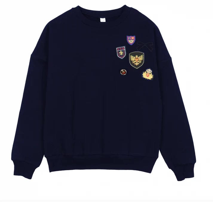 Bopop Sweatshirt Jellybeanzkids Bopop Girls Badge Sweatshirt-Navy