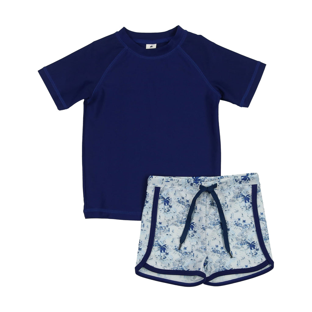 Bopop swimwear Jellybeanzkids Bopop Navy Printed Boys Swimset