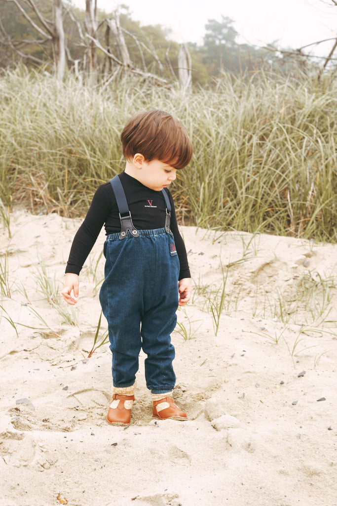 Calla Lili Blouse Jellybeanzkids Calla Lili Denim Collection Mock Neck- Navy
