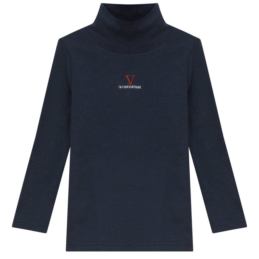 Calla Lili Blouse Jellybeanzkids Calla Lili Denim Collection Mock Neck- Navy