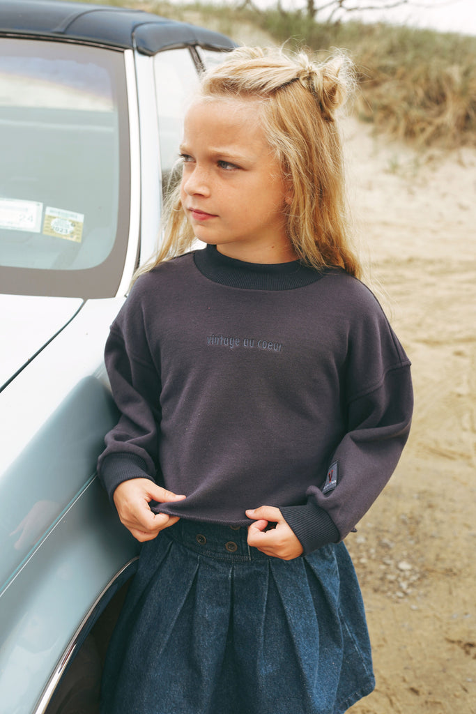 Calla Lili Blouse Jellybeanzkids Calla Lili Denim Collection Sweatshirt- Navy