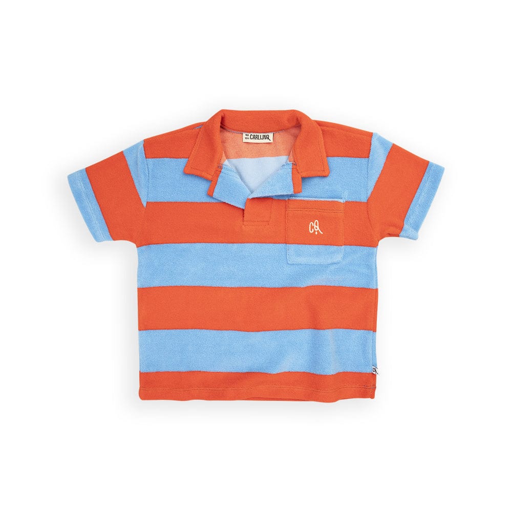 Carlijnq Polo Jellybeanzkids Carlinq Striped Loose Fit Polo- Red/Blue