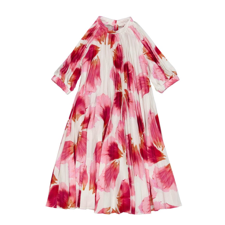 Christina Rohde Dress Jellybeanzkids Christina Rohde Accordian Pleated Floral Dress- Hot Pink