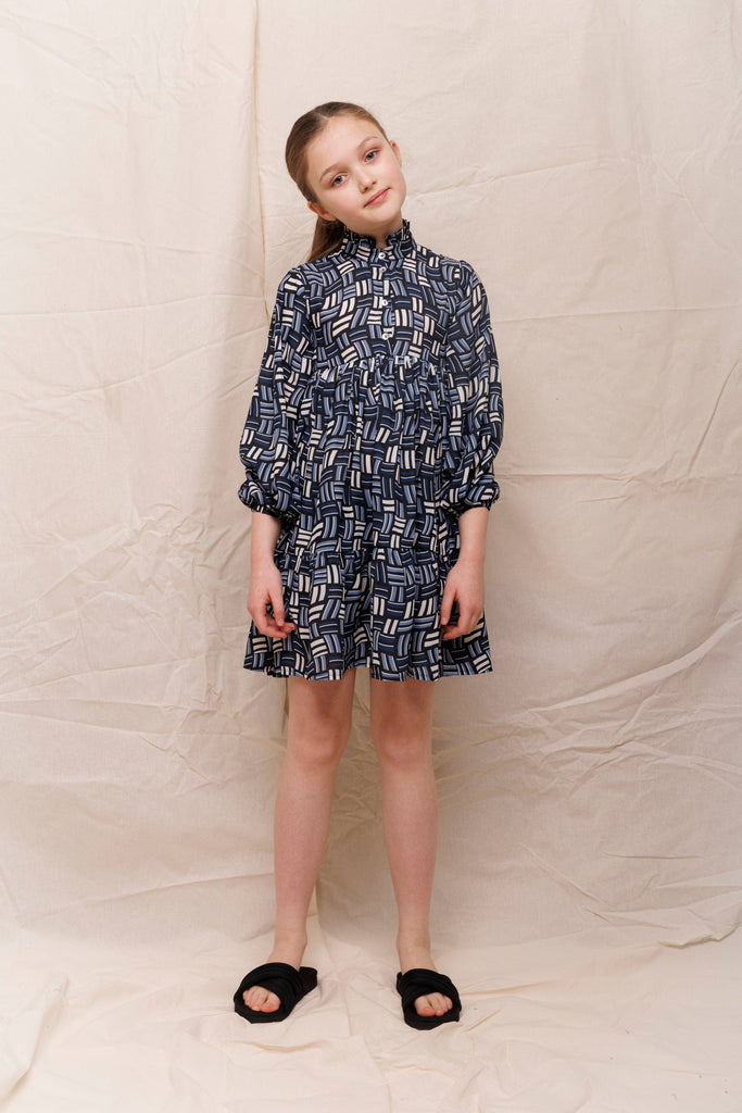 Christina Rohde Dress Jellybeanzkids Christina Rohde Blue Goemetric Dress