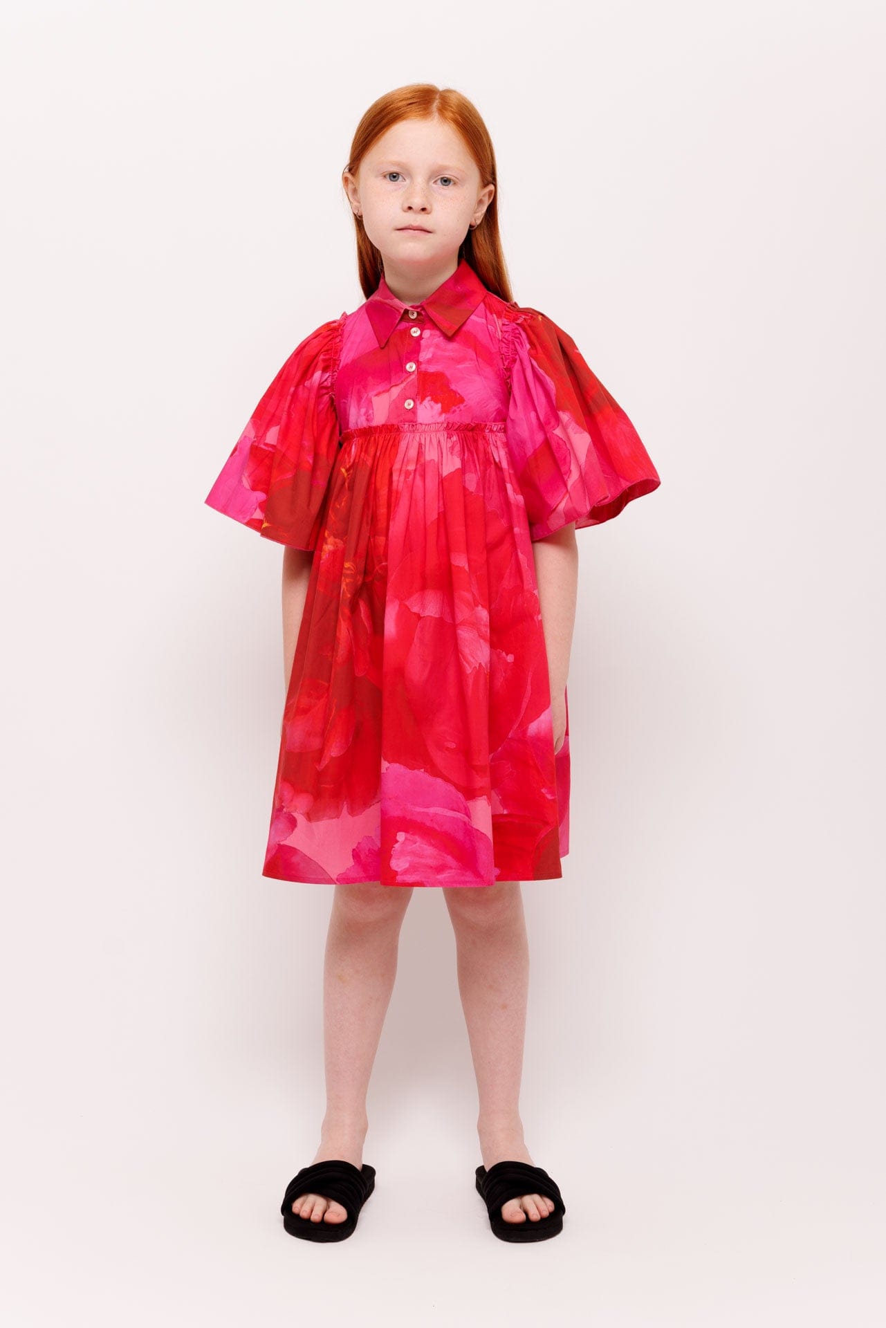 Christina Rohde Floral Shirt Dress- Hot Pink  JellyBeanz Kids