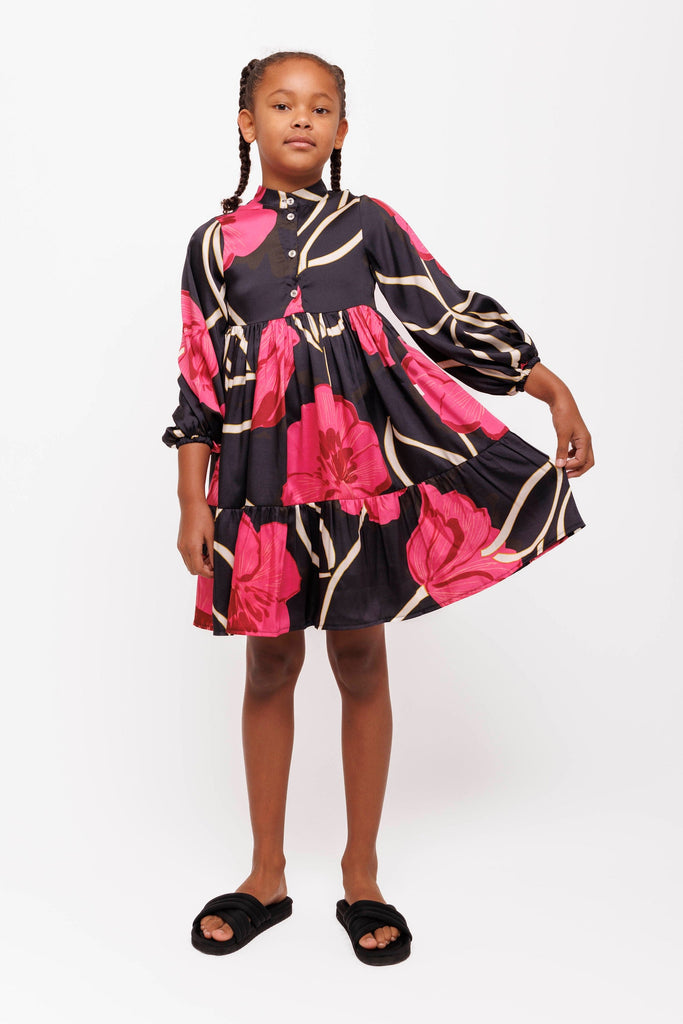 Christina Rohde Dress Jellybeanzkids Christina Rohde Hot Pink Large Floral Dress