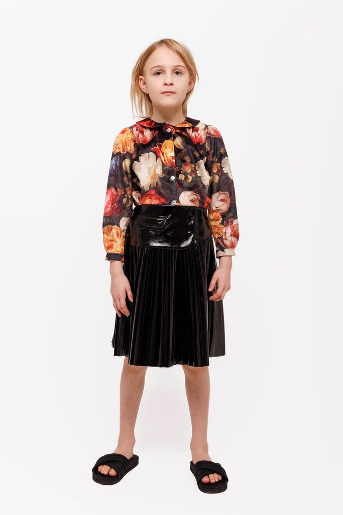 Christina Rohde Skirt Jellybeanzkids Christina Rohde Black Leather Pleated Skirt