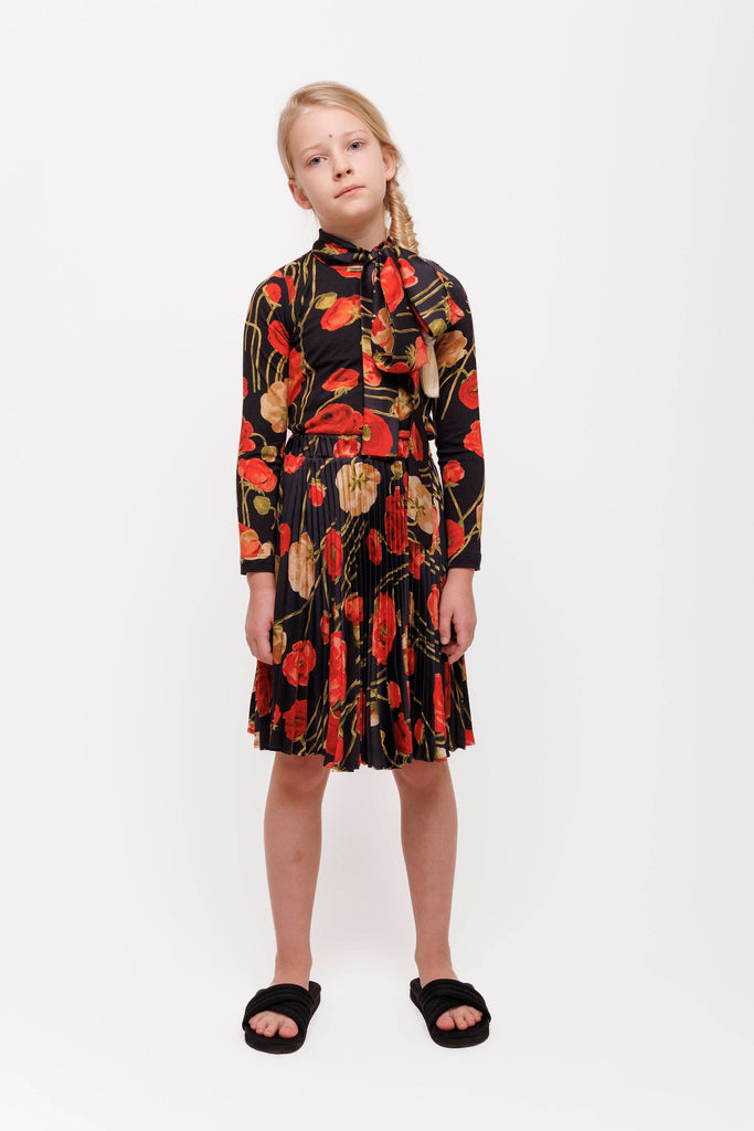 Christina Rohde Skirt Jellybeanzkids Christina Rohde Large Red Floral Pleated Skirt
