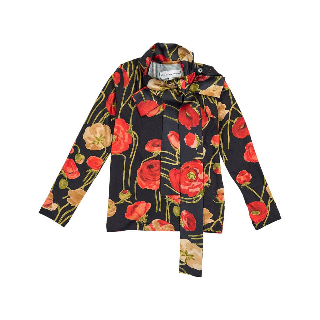 Christina Rohde Top Jellybeanzkids Christina Rohde Large Red Floral Mockneck