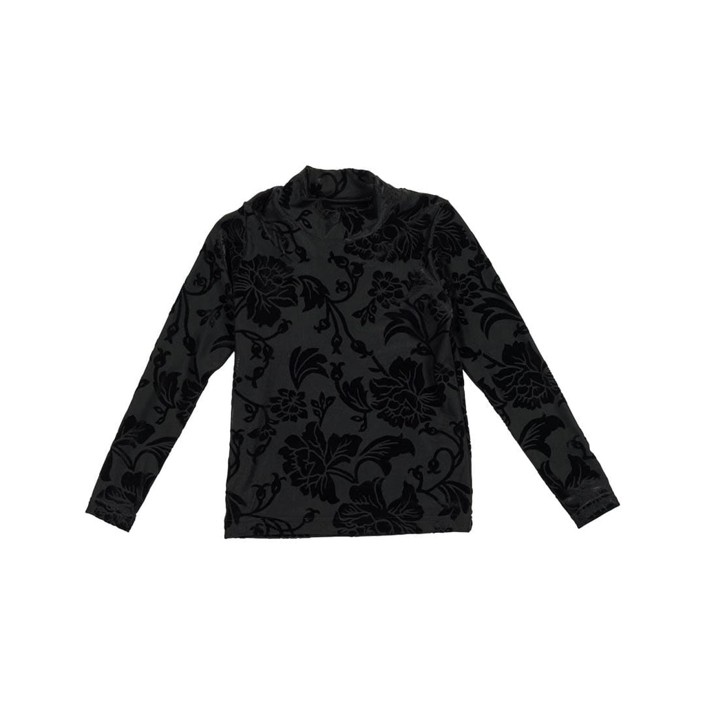 Christina Rohde Top Jellybeanzkids Olivia Rohde Black Velvet Floral Mockneck