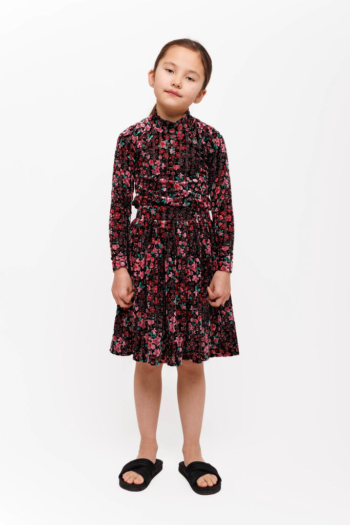 Christina Rohde Top Jellybeanzkids Olivia Rohde Velour Mini Floral Mock Neck