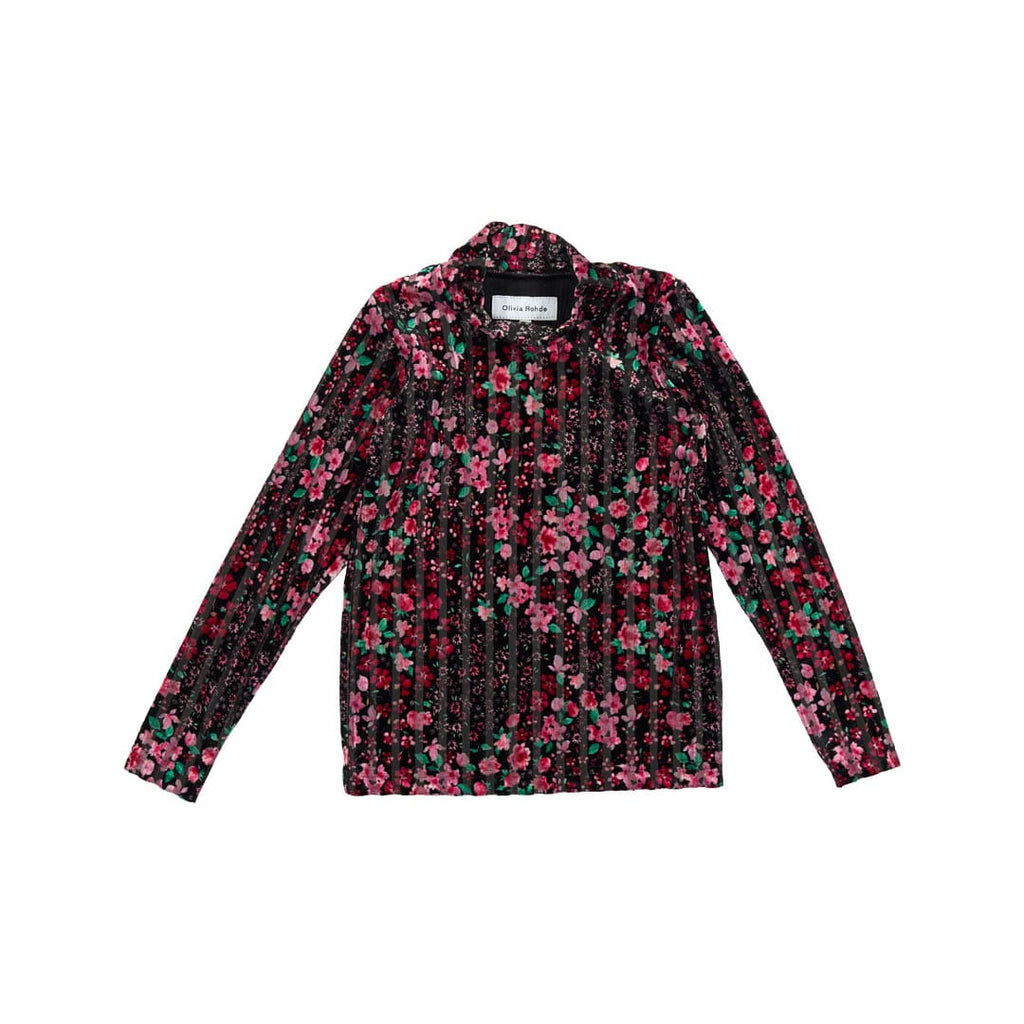 Christina Rohde Top Jellybeanzkids Olivia Rohde Velour Mini Floral Mock Neck