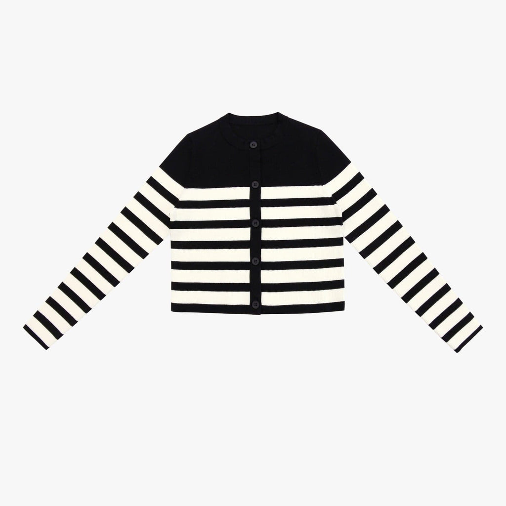 Coco Blanc Cardigan Jellybeanzkids Coco Blanc Striped Ribbed Cardigan