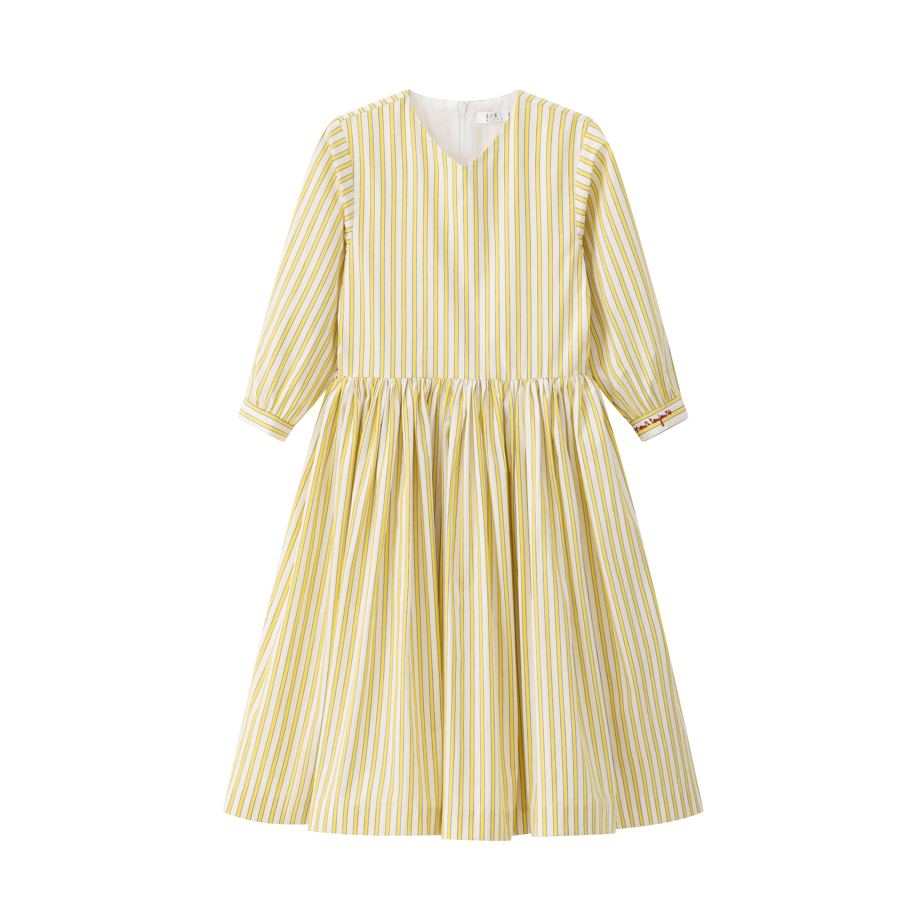 Coco Blanc Yellow Striped Dress 3/4 Sleeve - 5 Coco Blanc Yellow Striped Dress 3/4 Sleeve - 5
