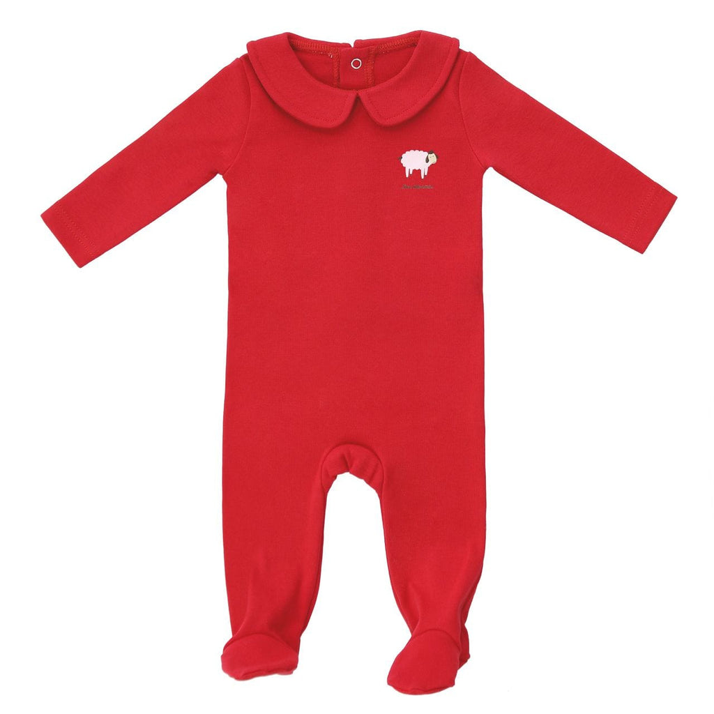 Coco Blanc Footie Jellybeanzkids Coco Blanc Collared Footie-Cherry