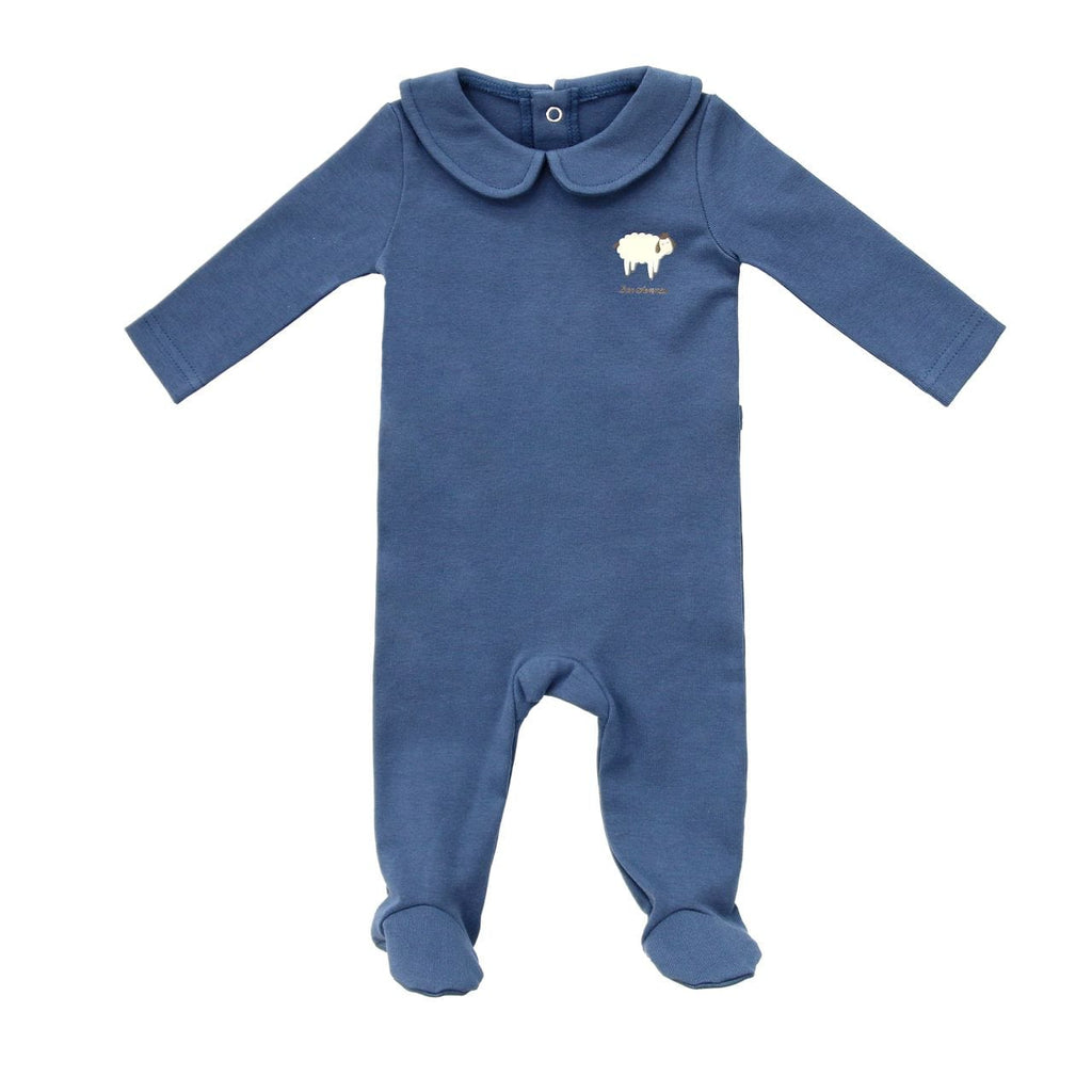 Coco Blanc Footie Jellybeanzkids Coco Blanc Collared Footie-Navy