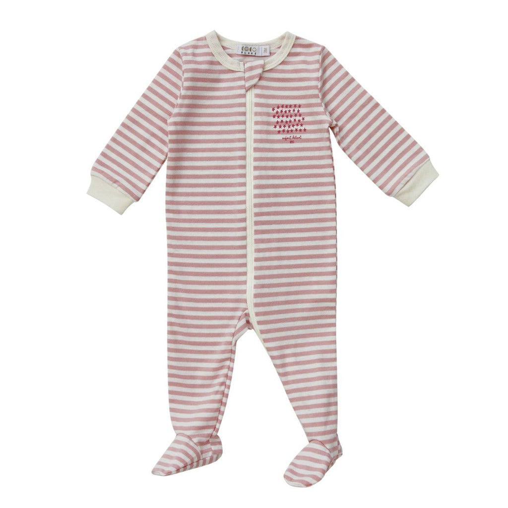 Coco Blanc Footie Jellybeanzkids Coco Blanc Striped Footie-Pink