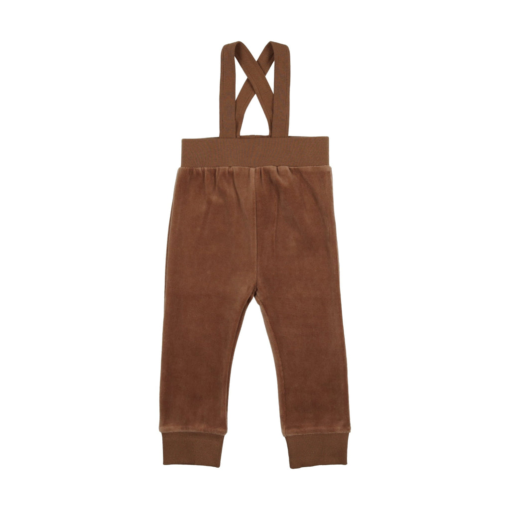 Coco Blanc Jumpsuits & Rompers Jellybeanzkids Coco Blanc Velour Overalls- Brown