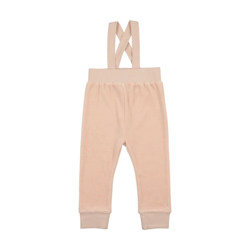 Coco Blanc Jumpsuits & Rompers Jellybeanzkids Coco Blanc Velour Overalls- Pale Pink