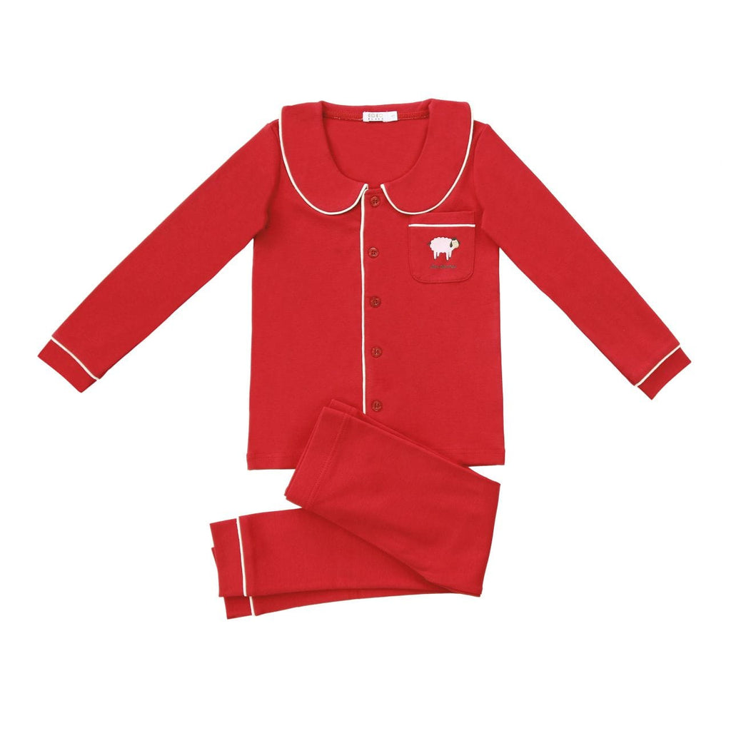 Coco Blanc Pajamas Jellybeanzkids Coco Blanc Collared Pajamas-Cherry