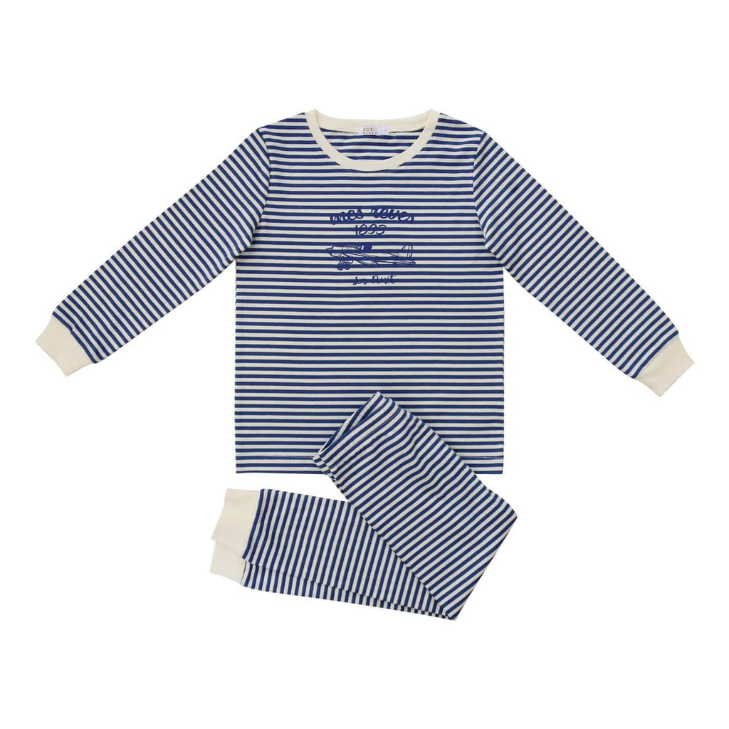 Coco Blanc Pajamas Jellybeanzkids Coco Blanc Striped Pajamas-Blue