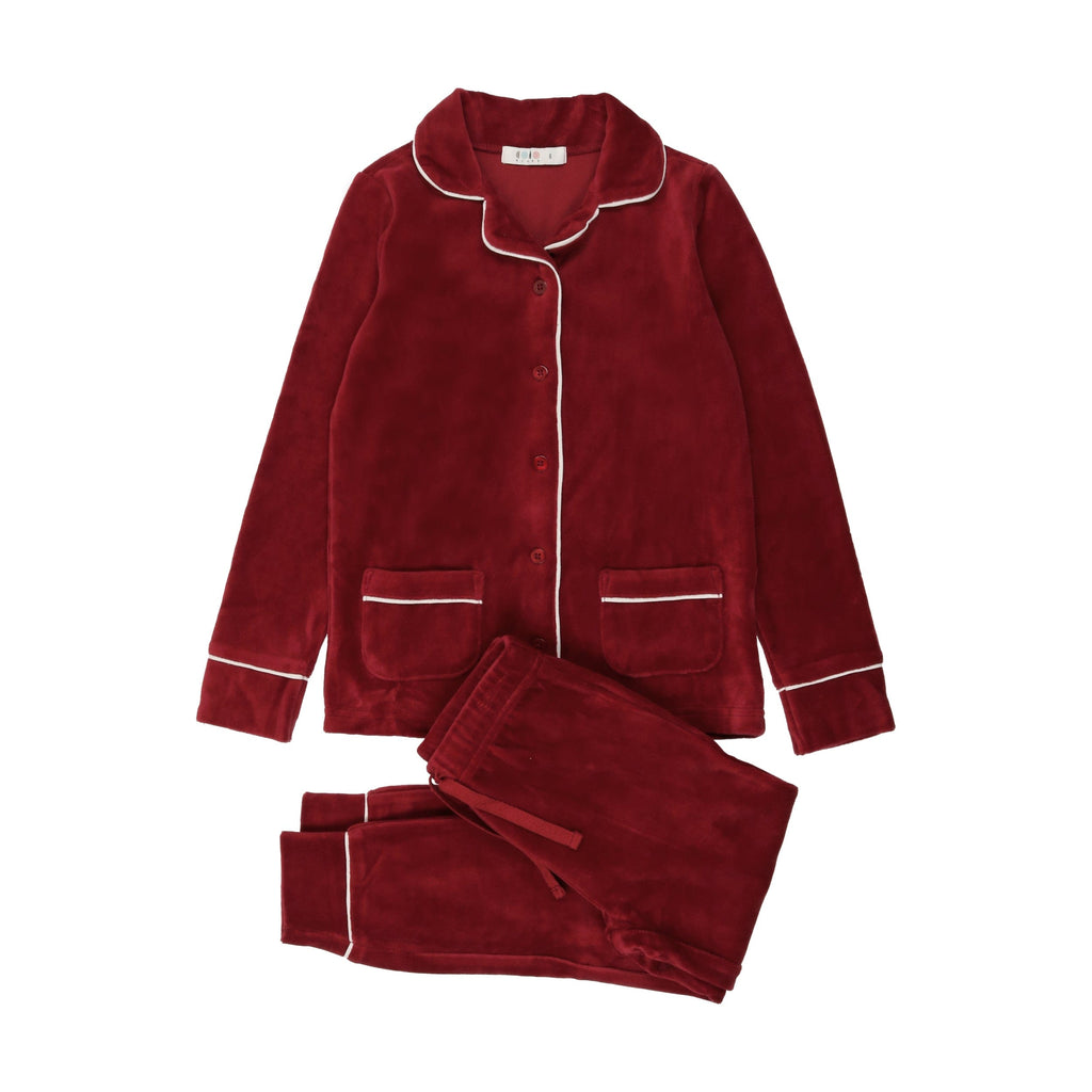 Coco Blanc Pajamas Jellybeanzkids Coco Blanc Velour Grandpa PJs-Raspberry